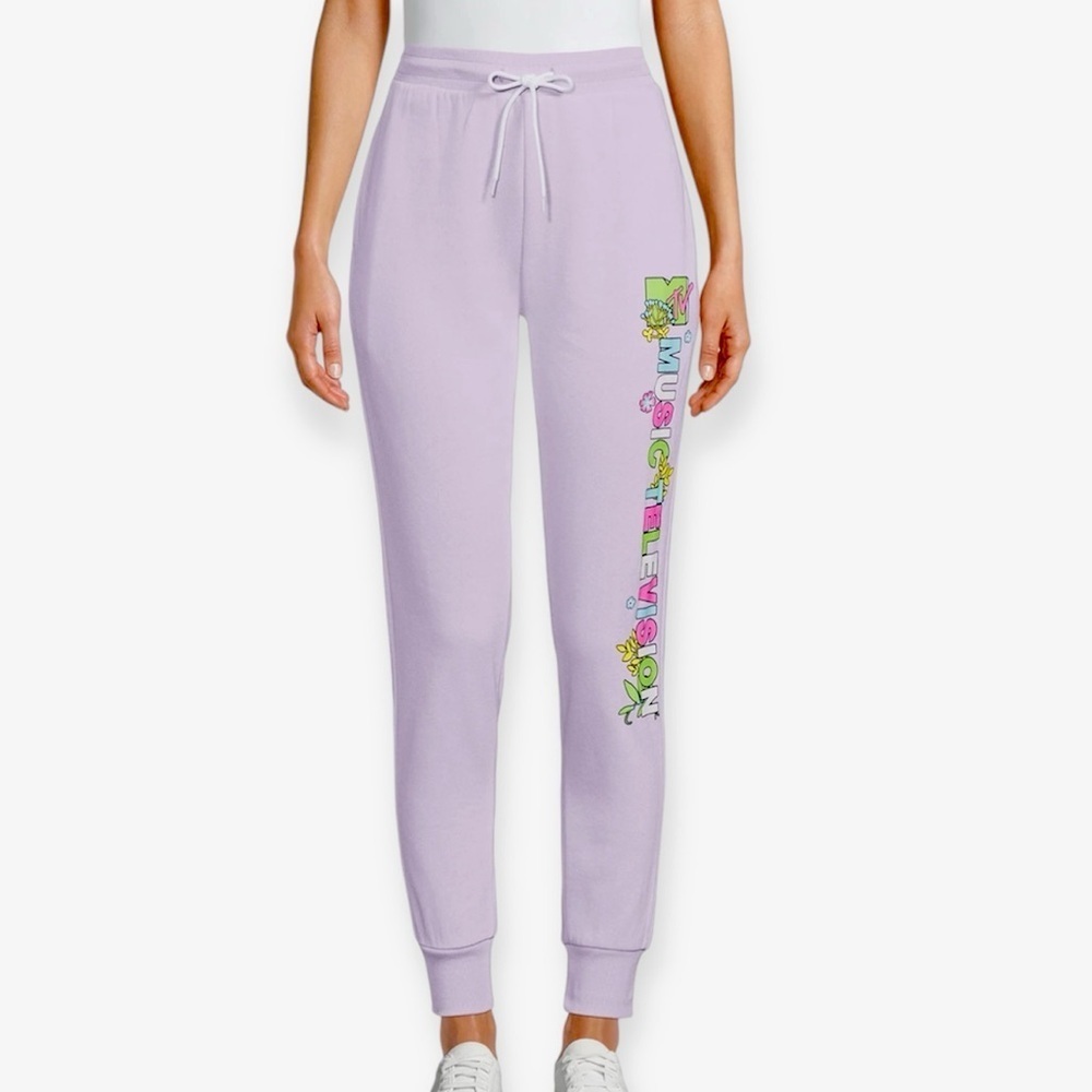 MTV Women’s Purple Logo with‎ Flowers Joggers Sz XXL​​​